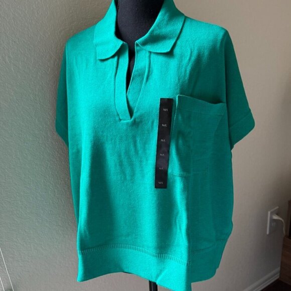 Banana Republic Factory Tops - NWT BANANA REPUBLIC Oversized Johnny-Collar Green Sweater Women's Size M/L